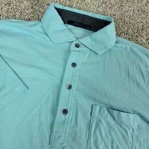 Greyson Mens Medium Solid Blue Performance Stretch Golf Polo Short Sleeve